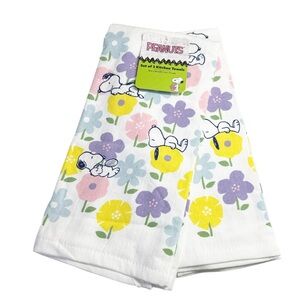 NEW Peanuts SNOOPY Floral Kitchen Towel Set/2